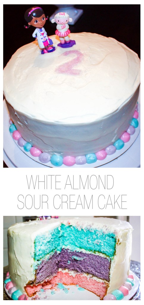 White Almond Sour Cream Cake collage 4